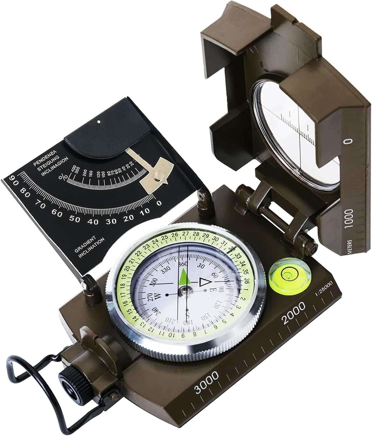 Posinly Multifunctional Military Compass with Inclinometer, Sighting, Optic, Resistant  Waterproof Compass, Essential for Hiking, Camping, Scouting
