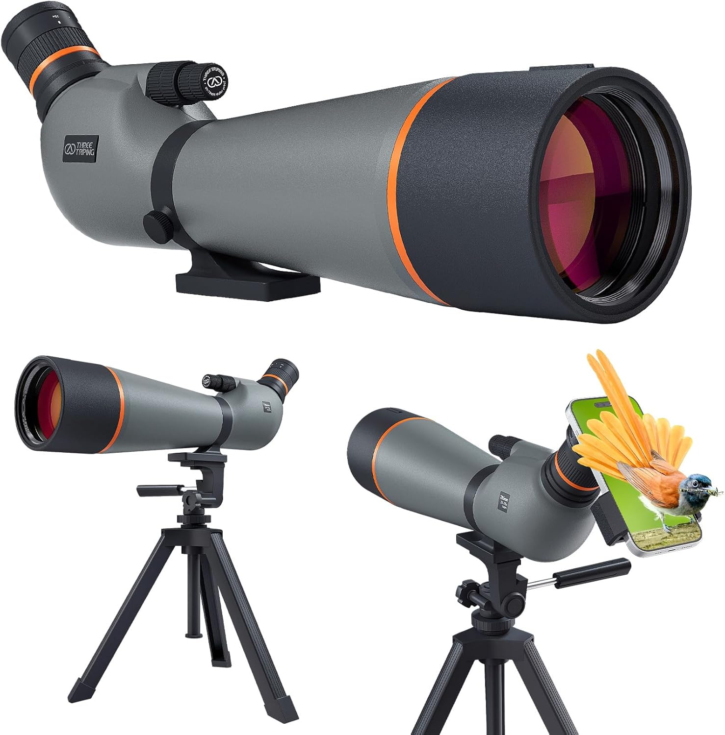 Spotting Scope 25-75x85, Dual Focusing Spotting Scopes with BAK4 Prism  FMC Lens, Tripod, Phone Adapter and Carrying Case, Spotter Scope for targeting, Bird Watching, Wildlife