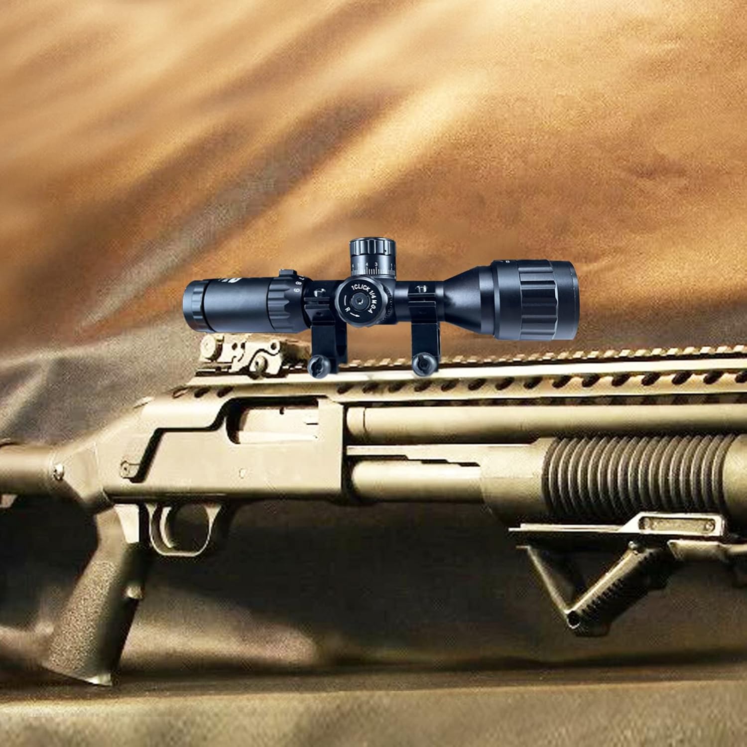 UUQ 3-9x32 Tactical Rifle Scopes,Front AO (Parallax Adjustment) Red Green Illuminated, Mil-dot Reticle,Locking/Hold Zero Turrets, High Profile Mount Rings