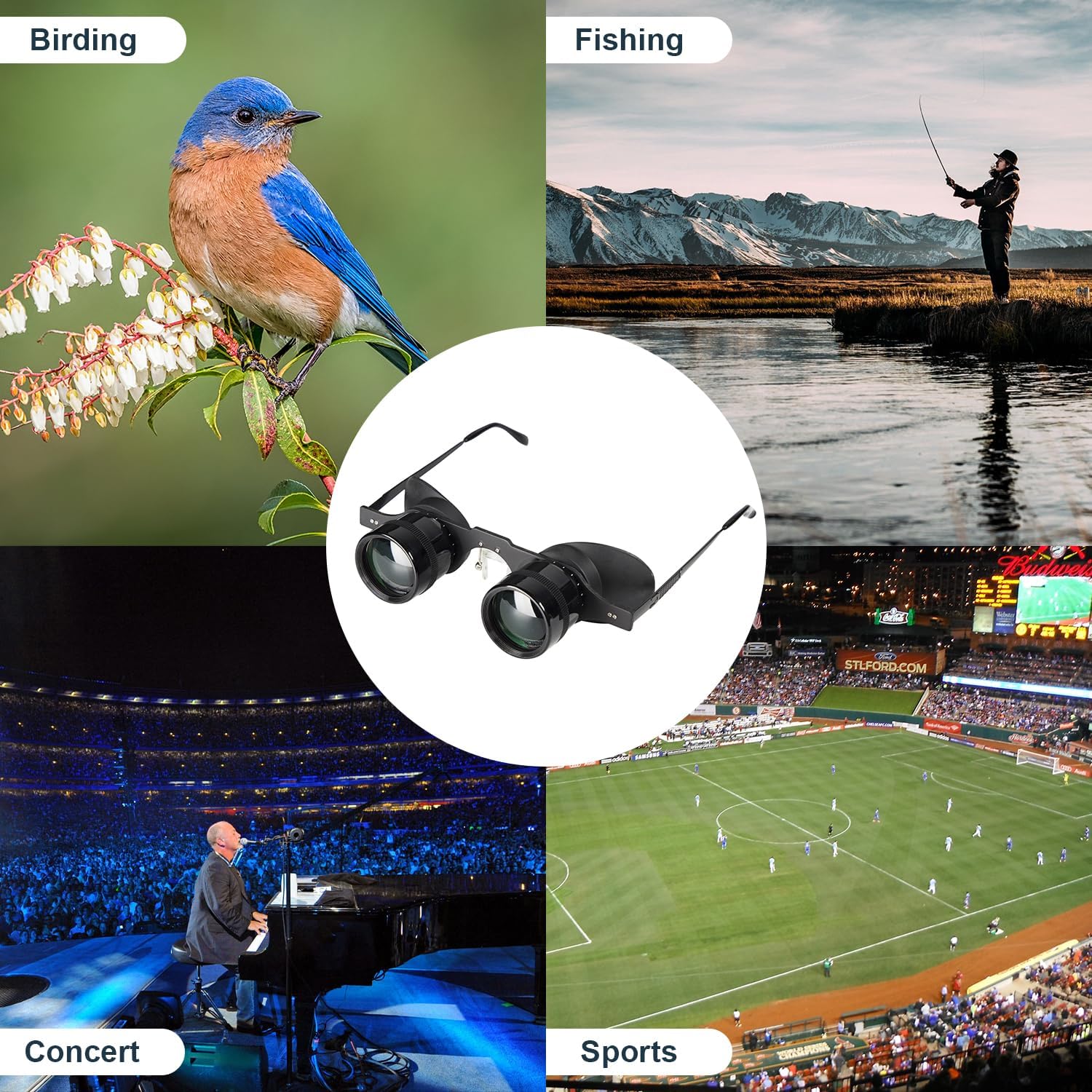 Hands-Free Binocular Glasses for Enhanced Viewing - HD Clarity, Lightweight Portable, Adjustable Focus, Perfect for Bird Watching, Sports, Concerts, Vision Impairment - User-Friendly Hands-Free Binocular Glasses for Enhanced Viewing - HD Clarity, Lightweight Portable, Adjustable Focus, Perfect for Bird Watching, Sports, Concerts, Vision Impairment - User-Friendly