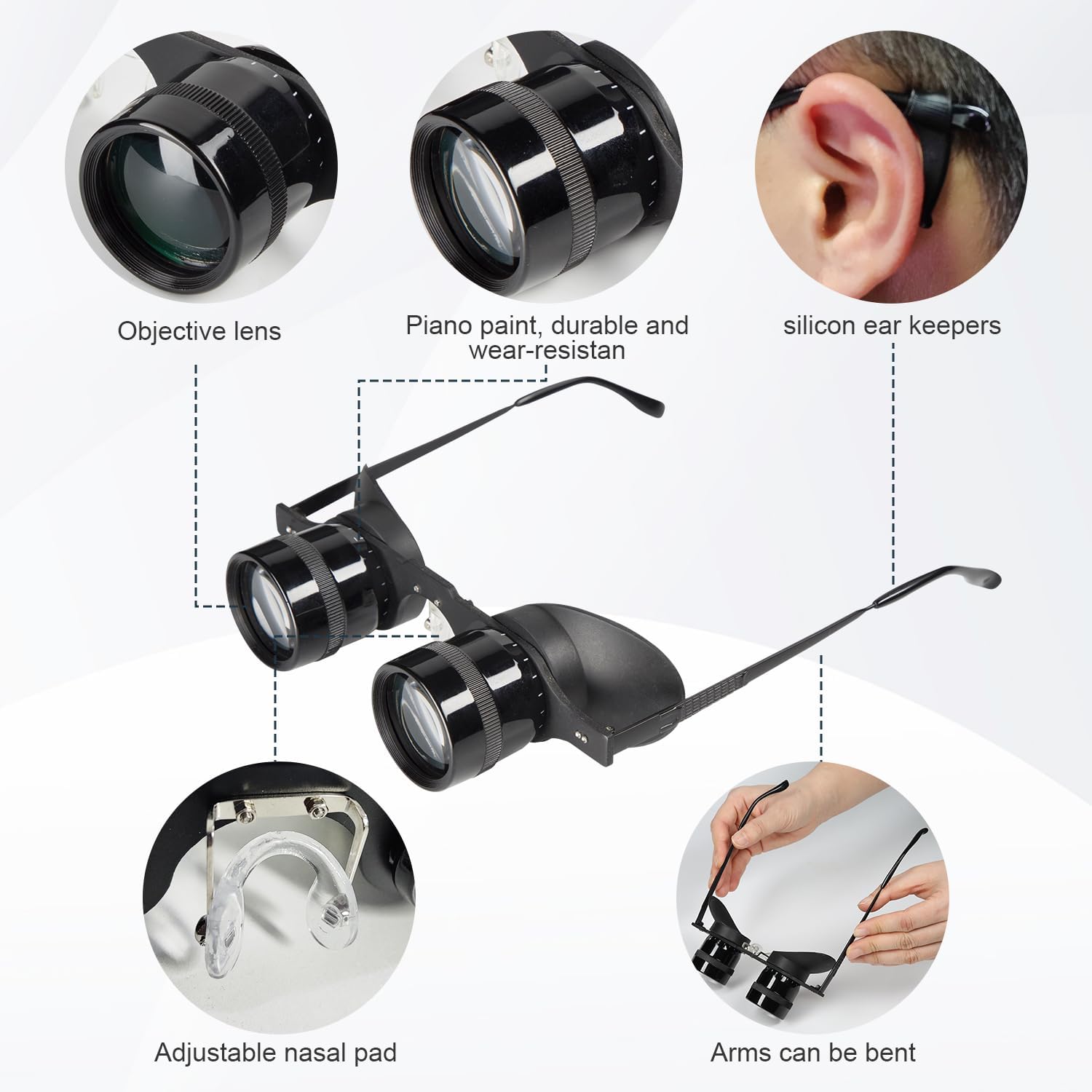 Hands-Free Binocular Glasses for Enhanced Viewing - HD Clarity, Lightweight Portable, Adjustable Focus, Perfect for Bird Watching, Sports, Concerts, Vision Impairment - User-Friendly Hands-Free Binocular Glasses for Enhanced Viewing - HD Clarity, Lightweight Portable, Adjustable Focus, Perfect for Bird Watching, Sports, Concerts, Vision Impairment - User-Friendly