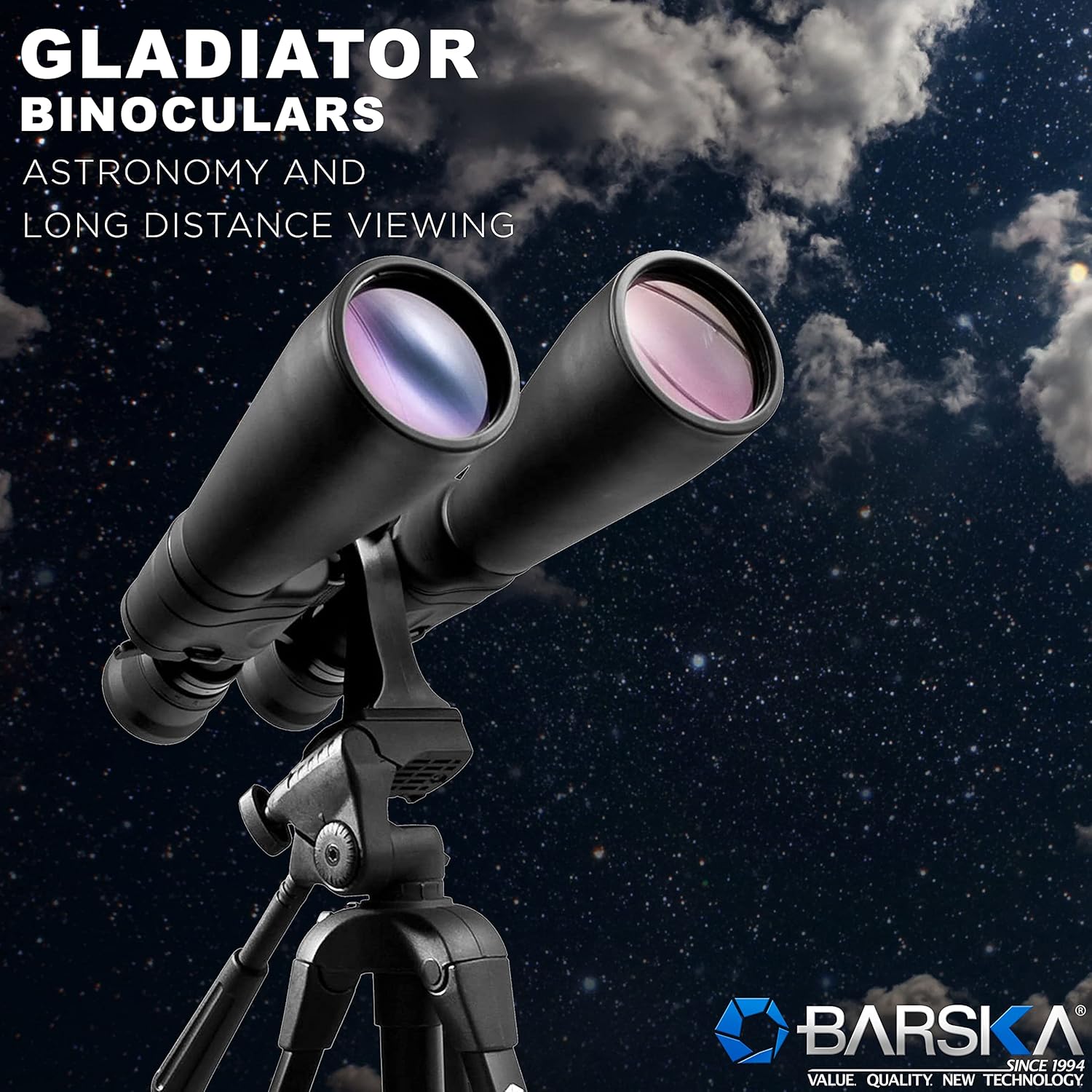 Barska AB10592 Gladiator 20-100x70 Zoom Binoculars with Tripod Adaptor for Astronomy  Long Range Viewing , Black