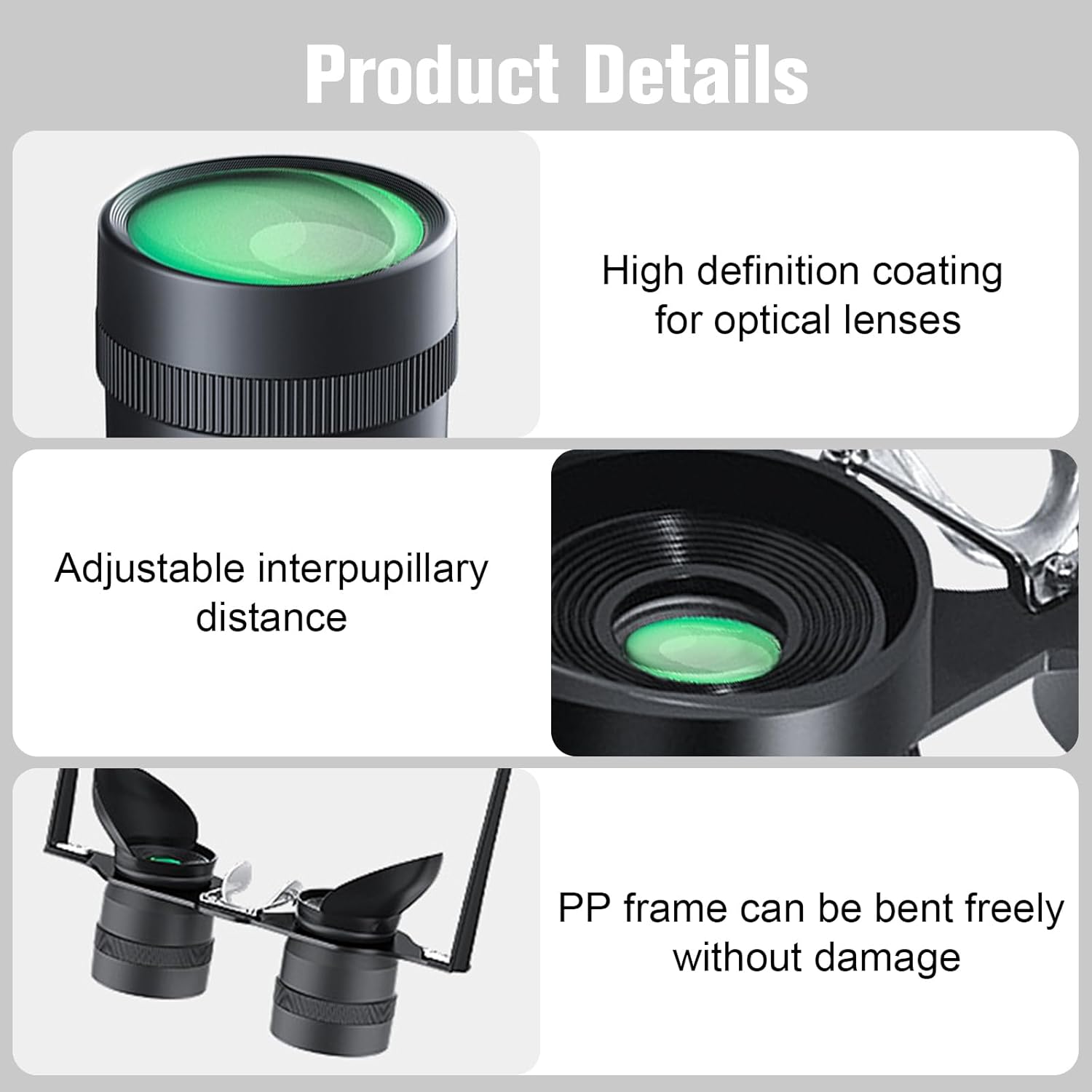 BLACKICE Binocular Glasses, Professional for Fishing, Hands Free, Zoom Optics, TV, Sports, Concerts, Theater, and Sightseeing, Portable Binoculars and Opera Glasses