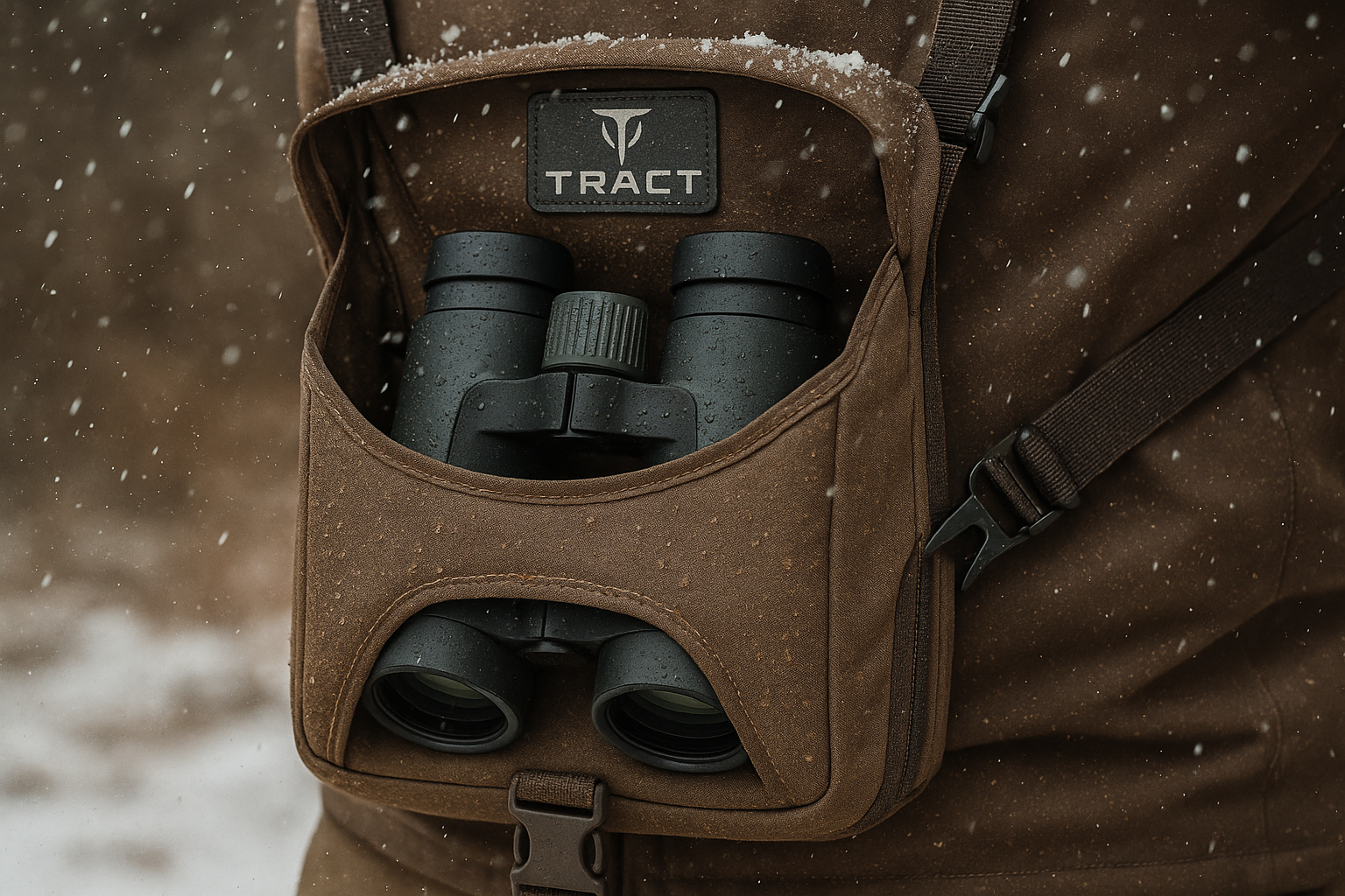 TRACT Binocular Chest Pak Keeps your Optics from Rain, Snow, Dust, and Damage while Allowing Quick  Easy Access.