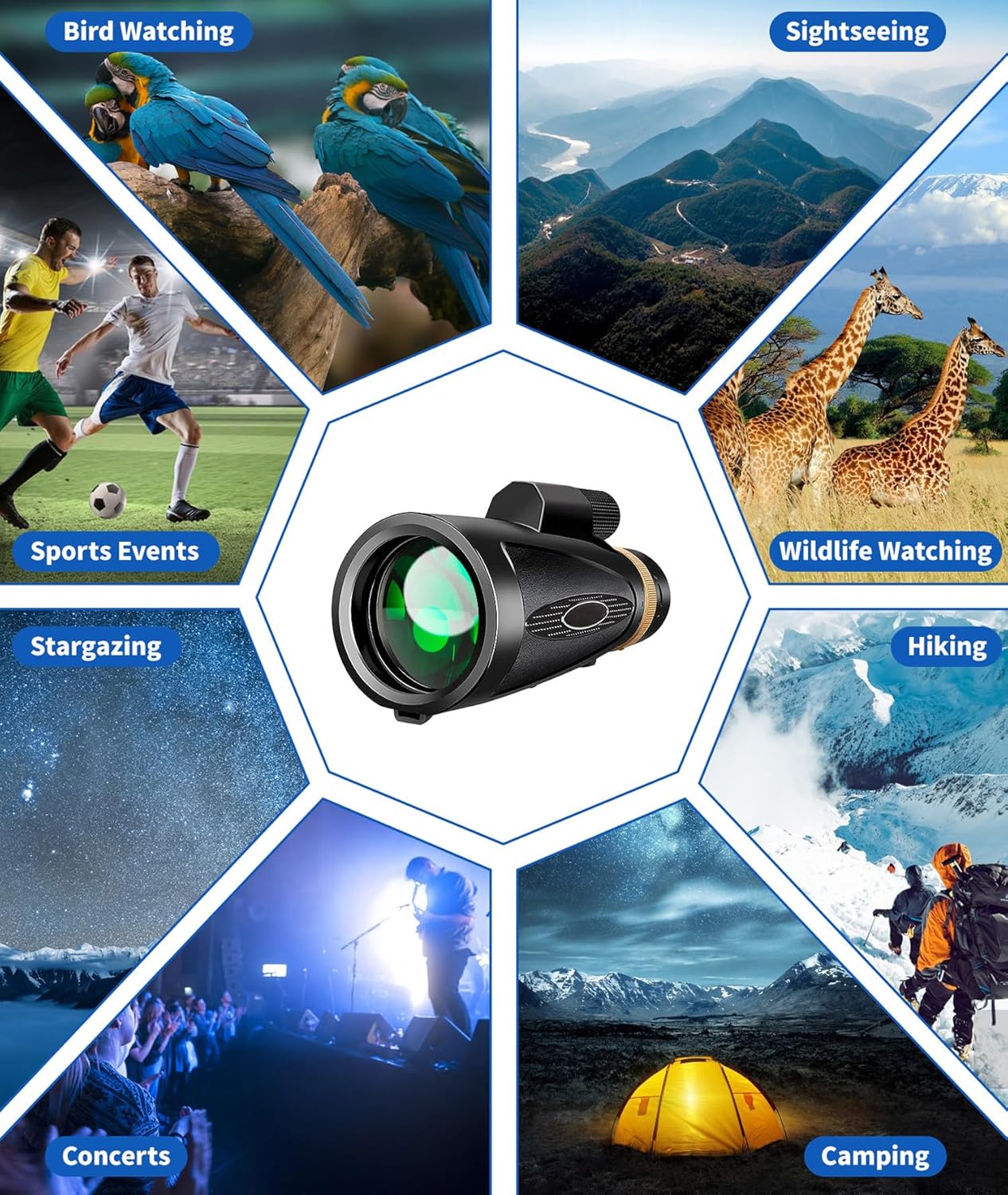 80x100 High Power Monocular Telescope with Smartphone Adapter Tripod, Larger Vision Monoculars for Adults with BAK4 Prism  FMC Lens, Suitable for Bird Watching Hunting Hiking Camping Wildlife