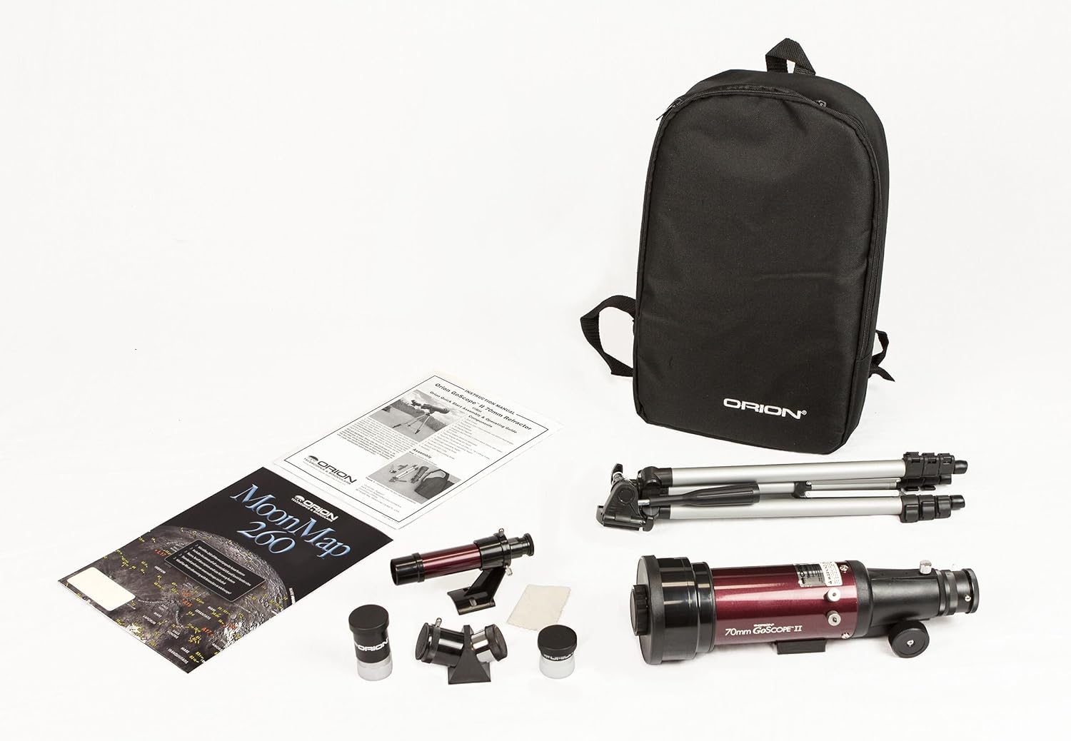Orion GoScope II 70mm Refractor Travel Telescope Moon Kit (Burgundy)